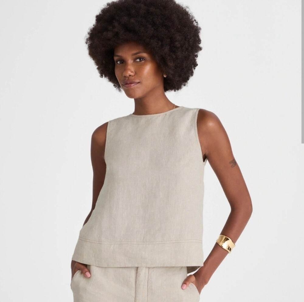 Madewell NWT Women’s 100% Linen Pleated Shell Top size Medium